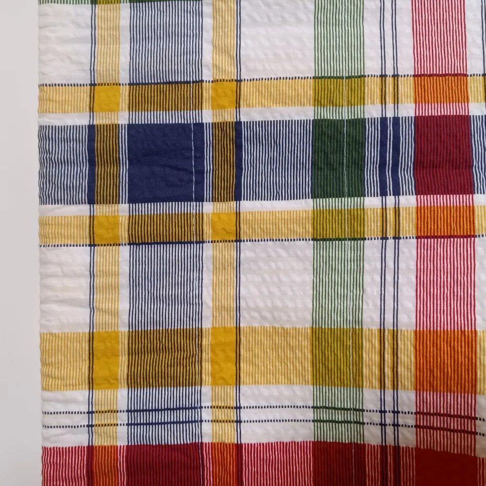 Vintage Croscill Seersucker Plaid Brights Window Valance Made In USA